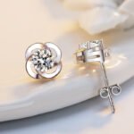 Sterling Silver Stud Earrings with Cubic Zirconia - Image 3