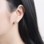 Sterling Silver Stud Earrings with Cubic Zirconia - Image 4
