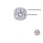 Classic Sterling Silver Stud Earrings Dazzling 18K White Gold CZ Elegant & Eye Catching - Image 3