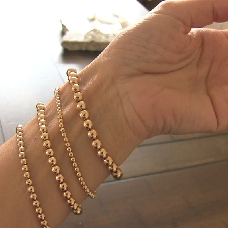 14K Gold Ball Bracelet – Stretch Beaded Jewelry 14K Gold Ball Bracelet – Stretch Beaded Jewelry