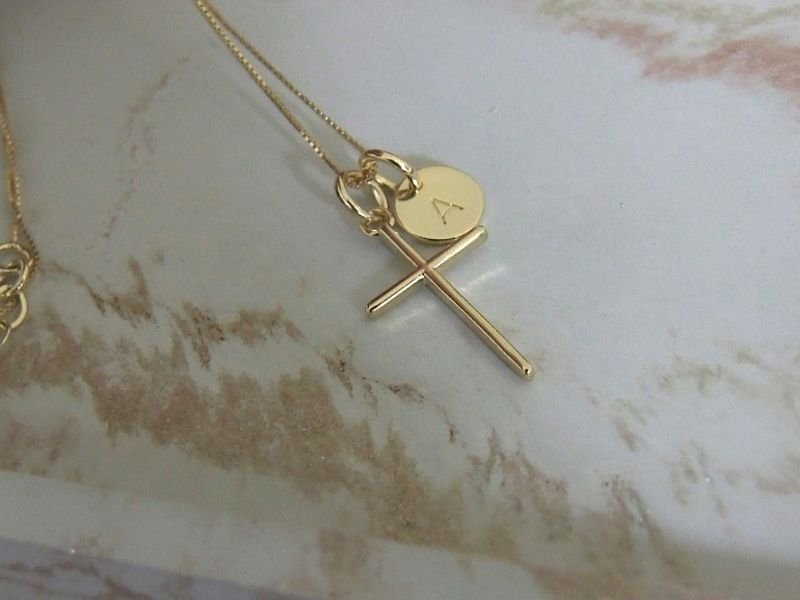 Gold Necklace with Initial Charm