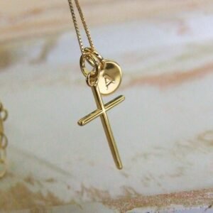 Cross Necklace with Initial Charm