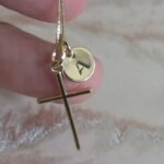 cross necklace with initial charm